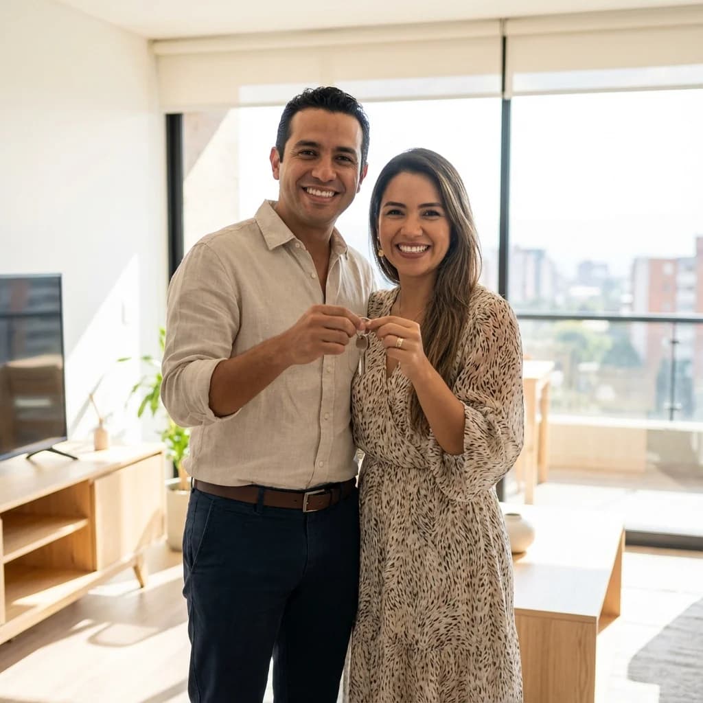 Familia recibiendo llaves